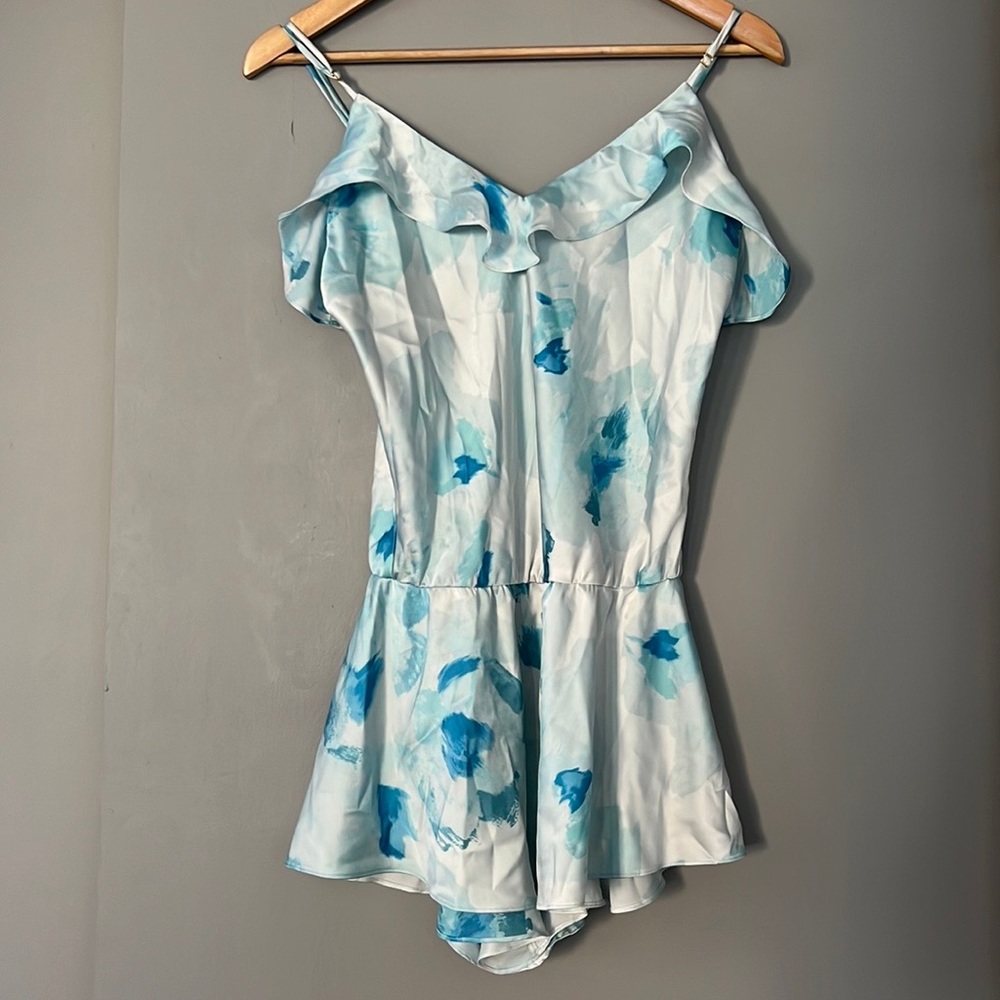 Kate Spade Satin Floral Ruffle romper Small